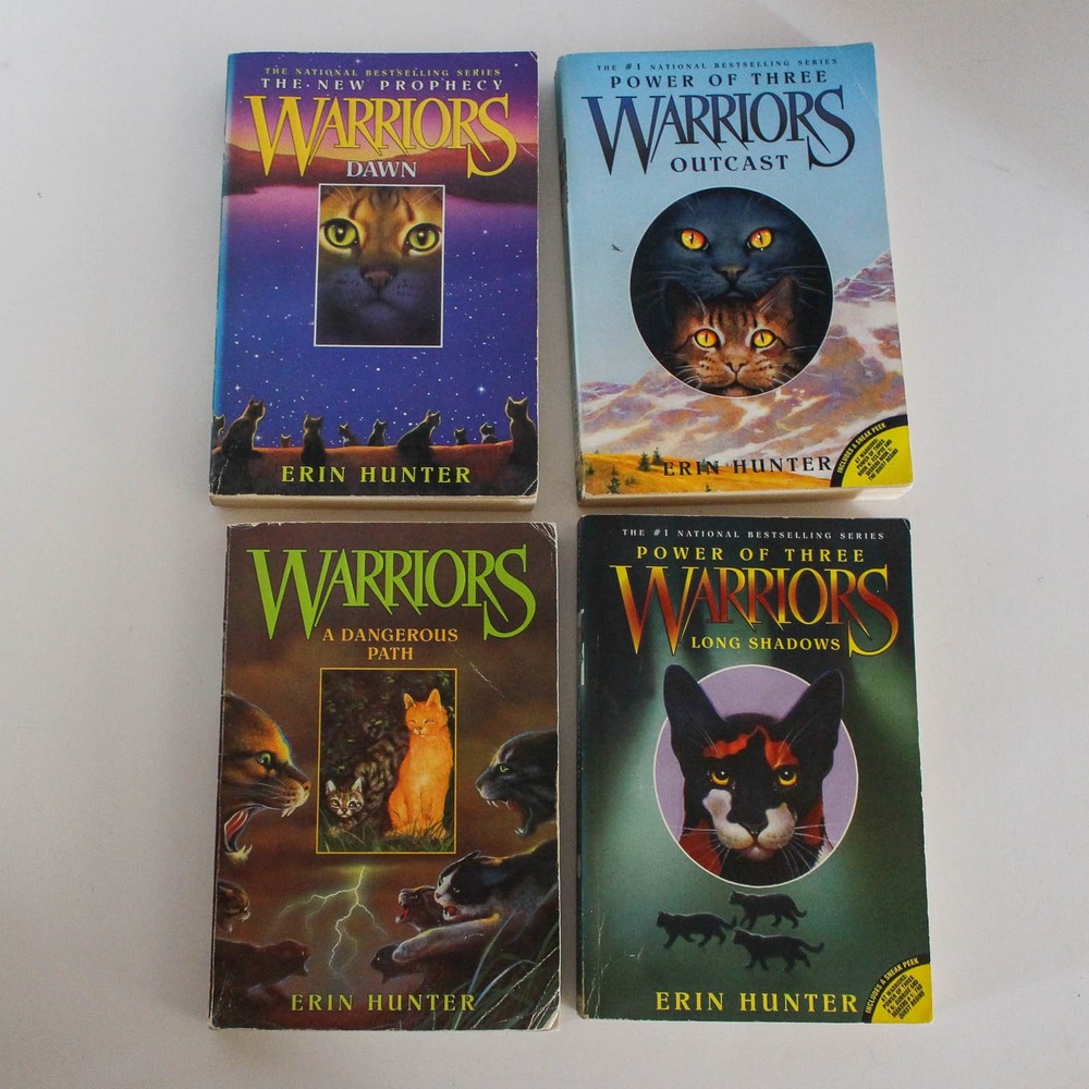 Warriors Paperback Books Lot of 4 Cat Fantasy Manga Erin Hunter Power of 3